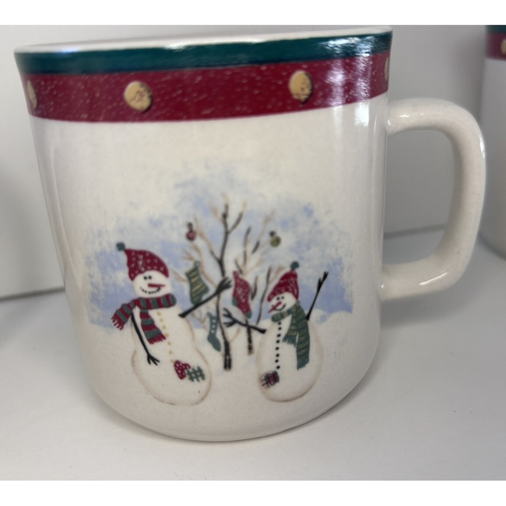 ⛄️Set Of 4 Royal Season Stoneware Snowman Snowmen Mugs Coffee Cups - Picture 6 of 6